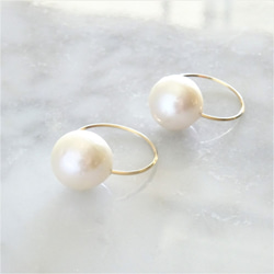 免運14kgf*AAA Big round pearl hook pierced earring耳針式 第2張的照片