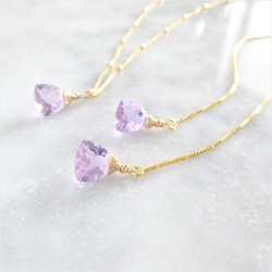 免運14kgf*宝石質 Pink Amethyst Triangl necklace 第1張的照片