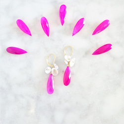 送料無料 14kgf Fuchsia Pink Chalcedony Blooming pierced earri** 7枚目の画像