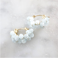 免運14kgf*Aquamarine pavé earring / pierced earring 第1張的照片