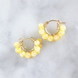 送料無料14kgf Spring Jerry multicolored quartz pierce/earringYEL 4枚目の画像