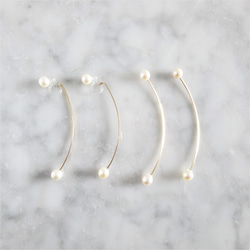 送料無料14kgf*Freshwater pearls arrow non-hole earring(both ends 2枚目の画像