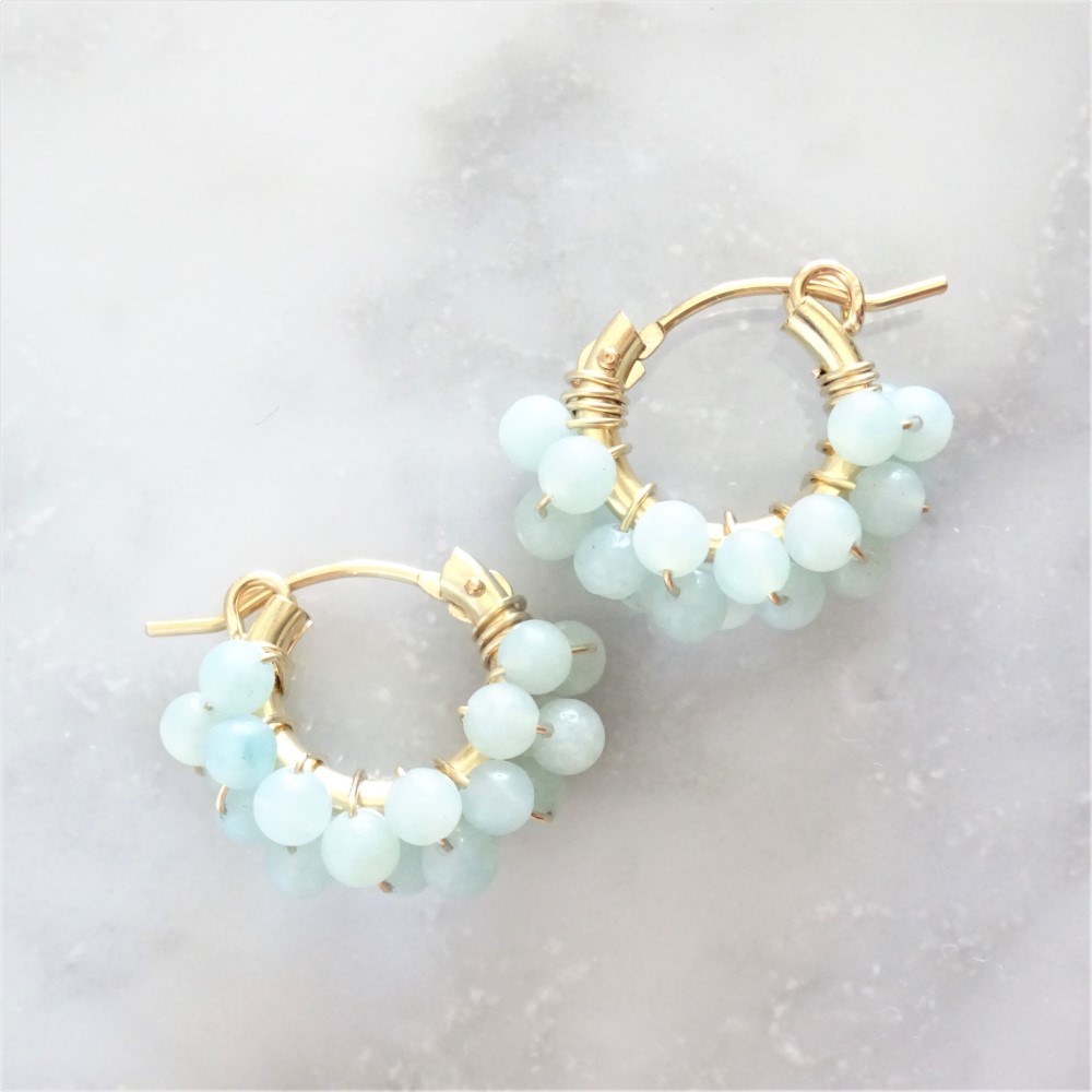 送料無料14kgf*Amazonite pavé earring / pierced earring