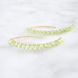 免運14kgf*宝石質 Peridot wrapped marquis pierced earring 第1張的照片