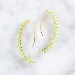 免運14kgf*宝石質 Peridot wrapped marquis pierced earring 第2張的照片