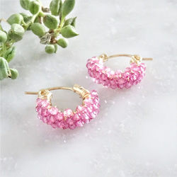 免運14kgf*宝石質 Pink Topaz pavé pierced earring / earring 第1張的照片