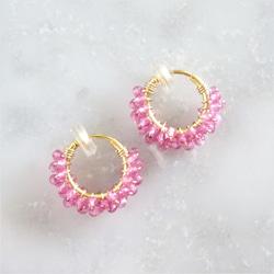 免運14kgf*宝石質 Pink Topaz pavé pierced earring / earring 第2張的照片