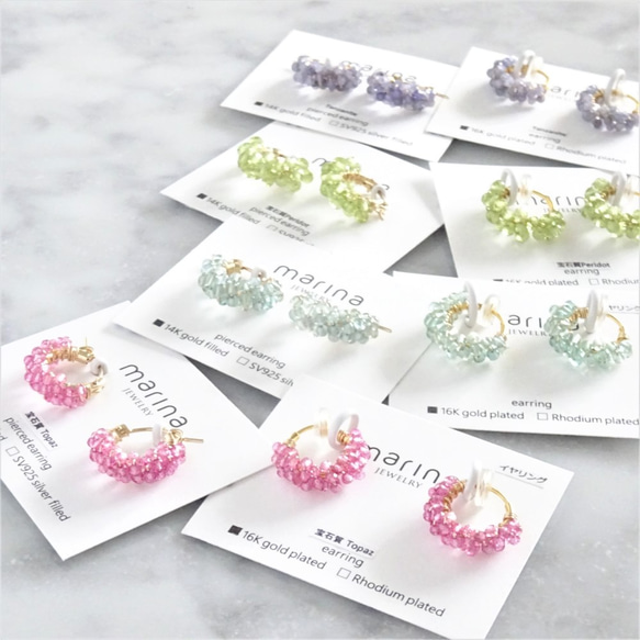 送料無料14kgf*宝石質 Pink Topaz pavé pierced earring / earring 5枚目の画像