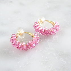 免運14kgf*宝石質 Pink Topaz pavé pierced earring / earring 第7張的照片