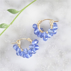 免運 14kgf*Blueberry Quartz wrapped pierced earring 可改夾式耳環 第2張的照片