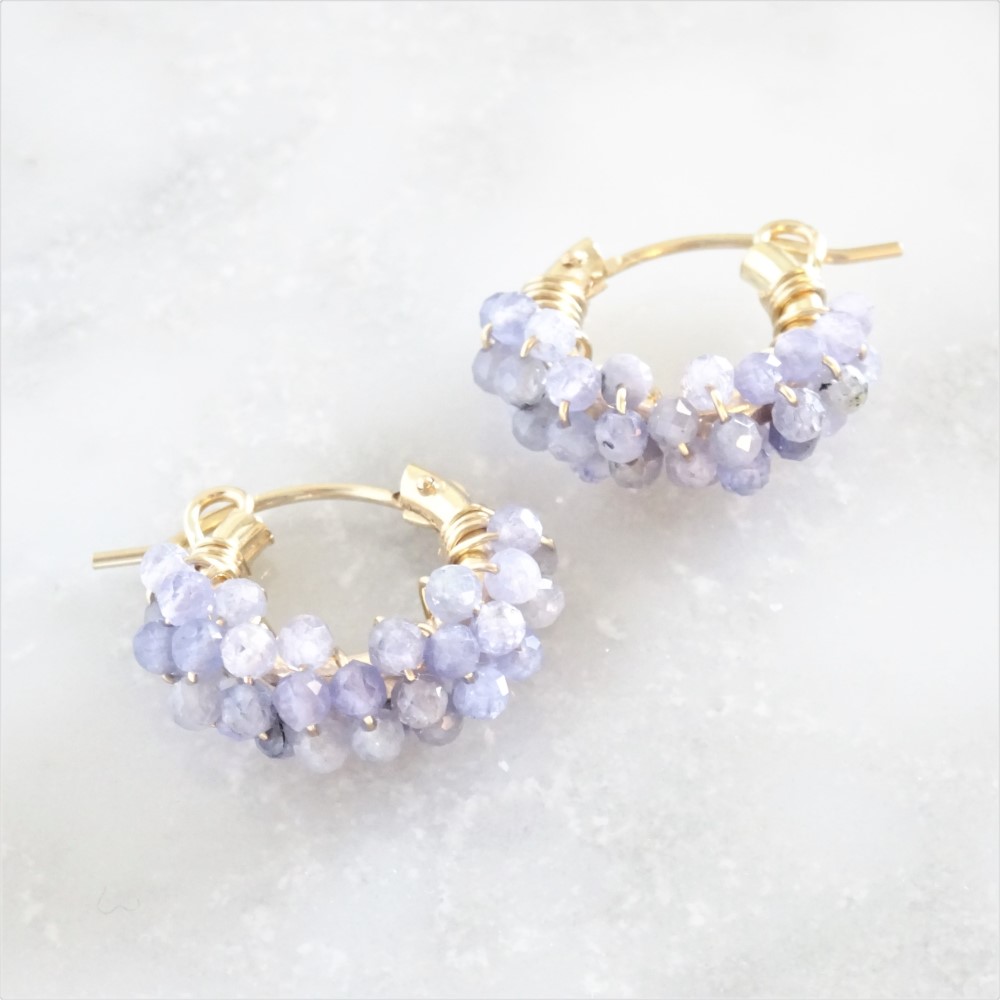 即納/送料無料14kgf Tanzanite pavé pierced earring / earring 4,990円