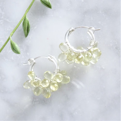 数量限定 SV925 SF宝石質Lemon Quartz*wrapped hoop pierced 2枚目の画像