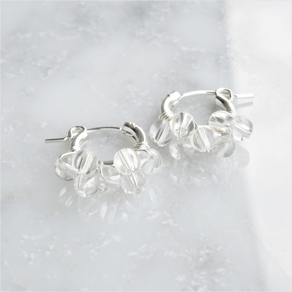 送料無料SV925SF*Crystal Quartz bubble wrapped pierced earring S