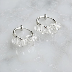 免運SV925SF*Crystal Quartz bubble wrapped pierced earring 可変耳夾 第5張的照片