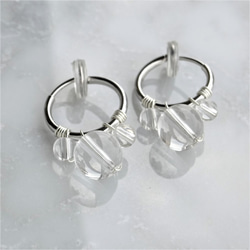 送料無料SV925SF Crystal Quartz bubble wrapped earring / pierced 1枚目の画像