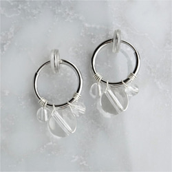 送料無料SV925SF Crystal Quartz bubble wrapped earring / pierced 2枚目の画像