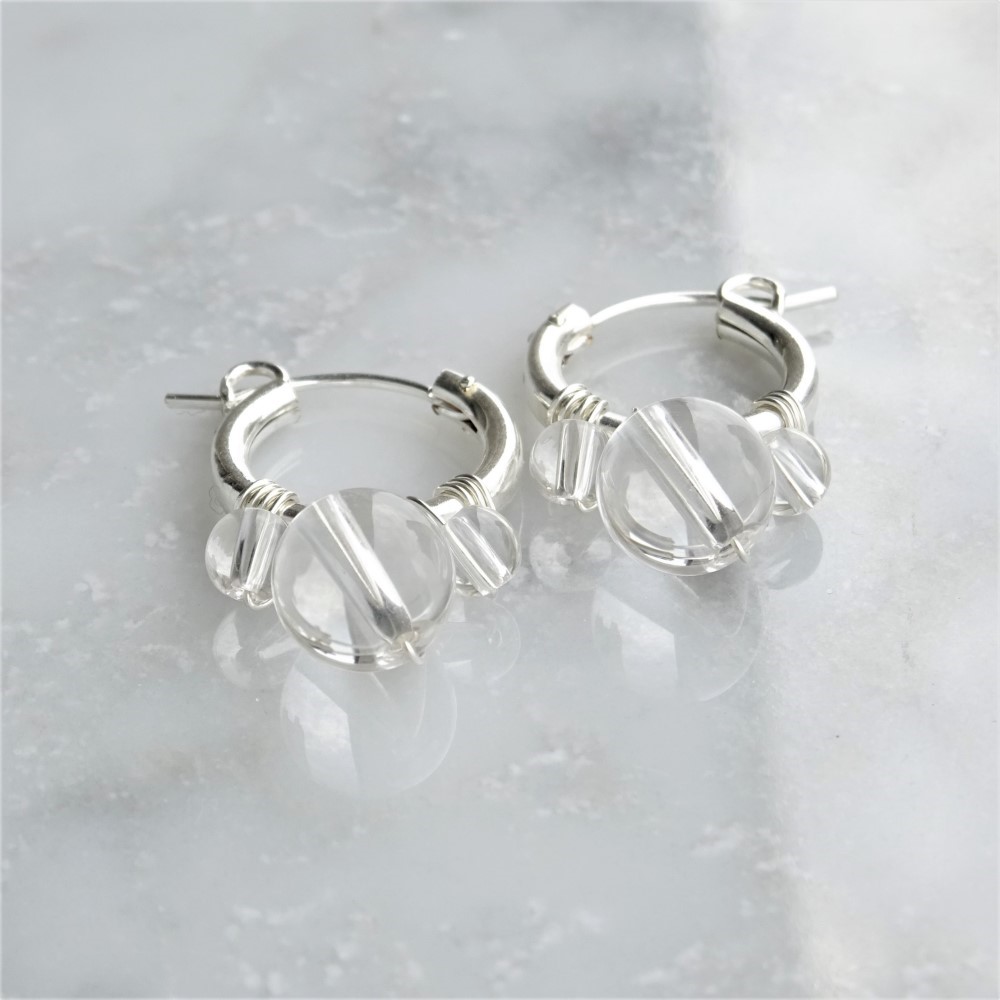 送料無料SV925SF Crystal Quartz bubble wrapped pierced earring / 4,301円