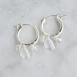 免運SV925SF*Crystal Quartz bubble wrapped earring 可変耳針 第2張的照片