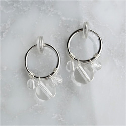 免運SV925SF*Crystal Quartz bubble wrapped earring 可変耳針 第6張的照片