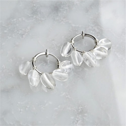 送料無料SV925SF*Crystal Quartz fringe wrapped earring / pierced 1枚目の画像