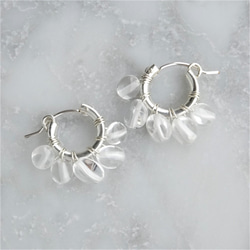 送料無料SV925SF*Crystal Quartz fringe wrapped earring / pierced 6枚目の画像