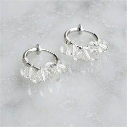 免運SV925SF*Crystal Quartz bubble wrapped earring 可変耳針 第2張的照片