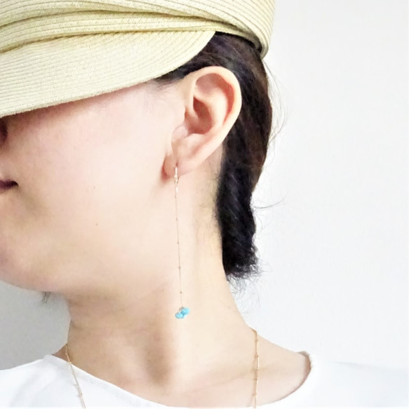 夏の福袋14kgf Sleeping beauty Turquoise necklace+pierced earring 5枚目の画像