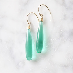 即納送料無料14kgf Quartz drop pierced earring GREEN 2枚目の画像