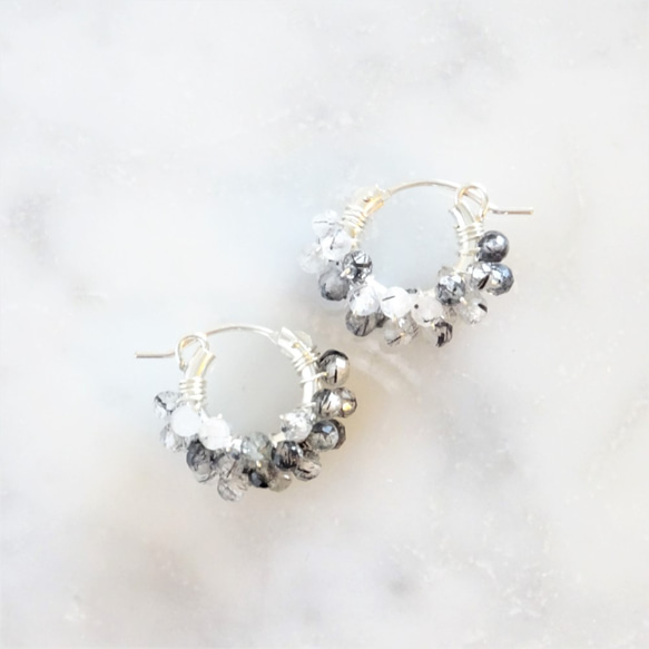 免運 SV925SF*Tourmaline pavé pierced earring 可変耳夾式 第6張的照片