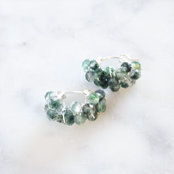 送料無料 SV925SF*Moss Agate pavé pierced earring / earring 2枚目の画像