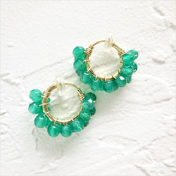 即納/送料無料14kgf*Green Onyx wrapped pierced earring / earring 5枚目の画像