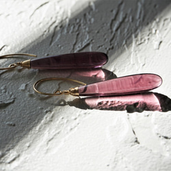 送料無料14kgf Quartz drop pierced earring / earring DARK CHERRY 1枚目の画像