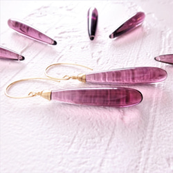 送料無料14kgf Quartz drop pierced earring / earring DARK CHERRY 6枚目の画像