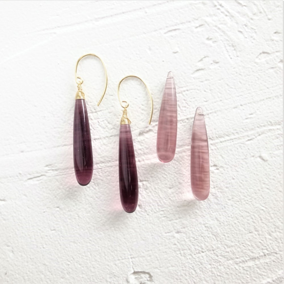 ラスト1送料無料14kgf Quartz drop pierced earring / earring RIGHT PK 6枚目の画像