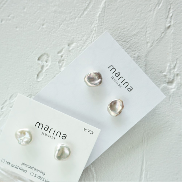 Creema限定 14kgf*Freshwater Pearls earring WHT 4枚目の画像