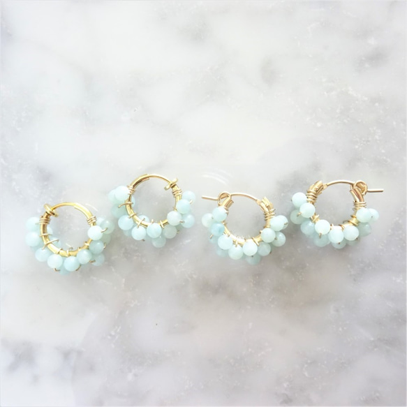 送料無料14kgf Amazonite pavé earring / pierced earring 2枚目の画像