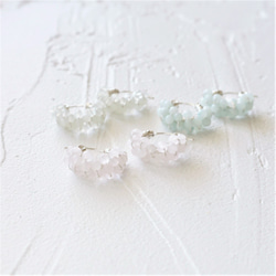 送料無料 SV925SF*Frost Rose Quartz wrapped pierced earring 2枚目の画像