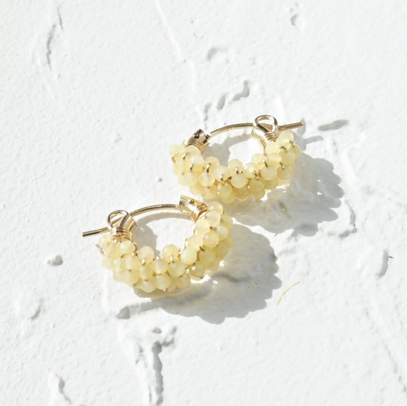 送料無料14kgf*Yellow Opal pavé pierced earring / earringS 1枚目の画像