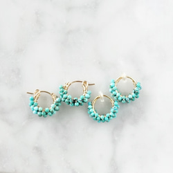 即納/送料込14kgf*Natural Turquoise pave pierced earring /earring 4枚目の画像