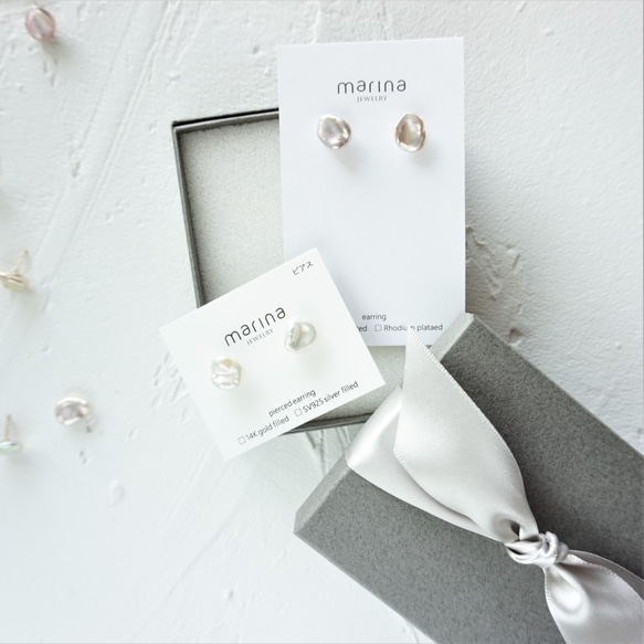 母の日限定セット 14kgf*Freshwater Pearls earring PNK 5枚目の画像