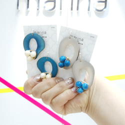 免運14kgf Turquoise x Wine Tagua Nuts pierced earring / earrin 第8張的照片