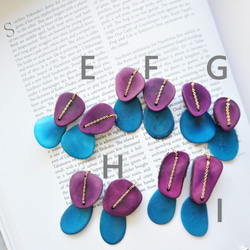 即納/送料無料14kgf Purple x Turquoise Tagua Nuts slice pierced ear 3枚目の画像