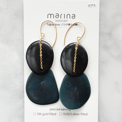 送料無料14kgf*BLK x D GRN Tagua Nuts pierced earring/earringタグア 4枚目の画像