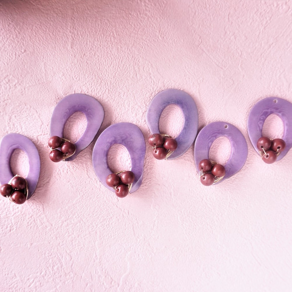14kgf Purple x Wine Tagua Nuts pierced earring タグア 2枚目の画像