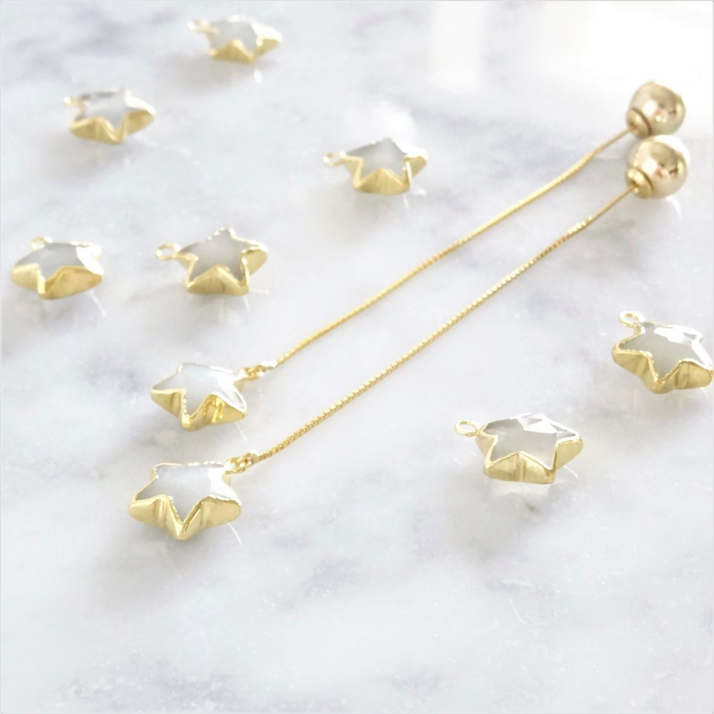送料無料14kgf*Rainbow Moonstone STAR american pierced earring 5,062円