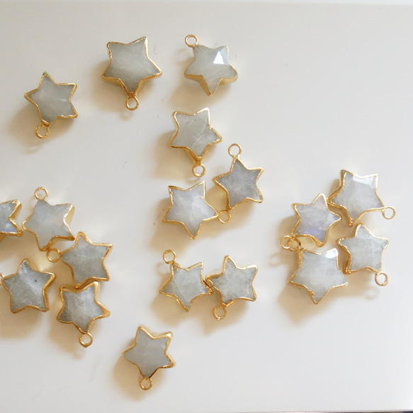 免運14kgf*Rainbow Moonstone STAR american pierced earring 第4張的照片