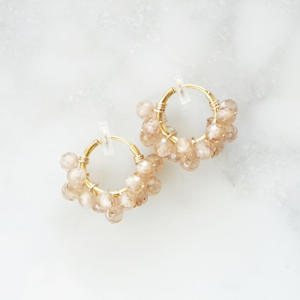 送料無料14kgf*天然Zilcon pavé pierced earring / earring 2枚目の画像