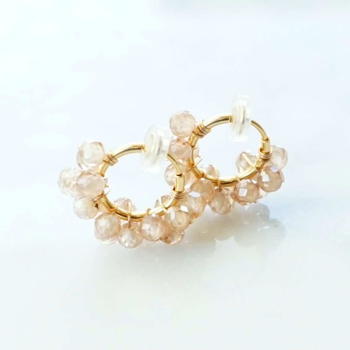 送料無料14kgf*天然Zilcon pavé pierced earring / earring