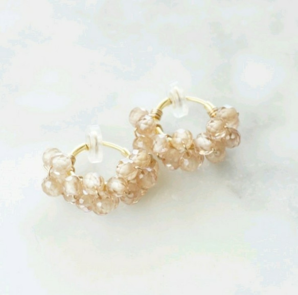 送料無料14kgf*天然Zilcon pavé pierced earring / earring 3枚目の画像