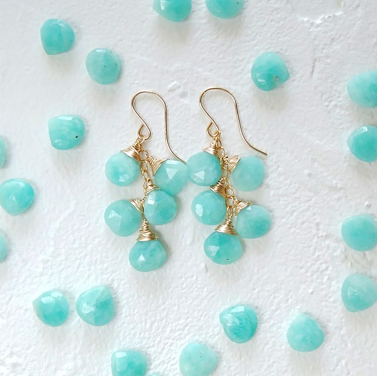 即納/送料込14kgf Amazonite earring / pierced earring ミント